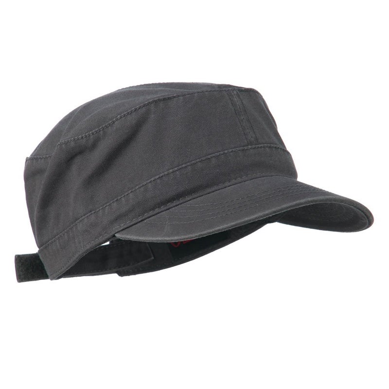 OTTO Garment Washed Adjustable Army Cap - Charcoal Grey OSFM - Image 4