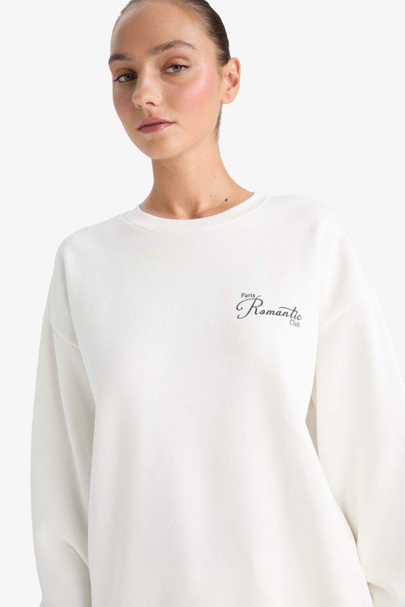 DeFacto Oversize Slogan Long Sleeve Sweatshirt - Image 3