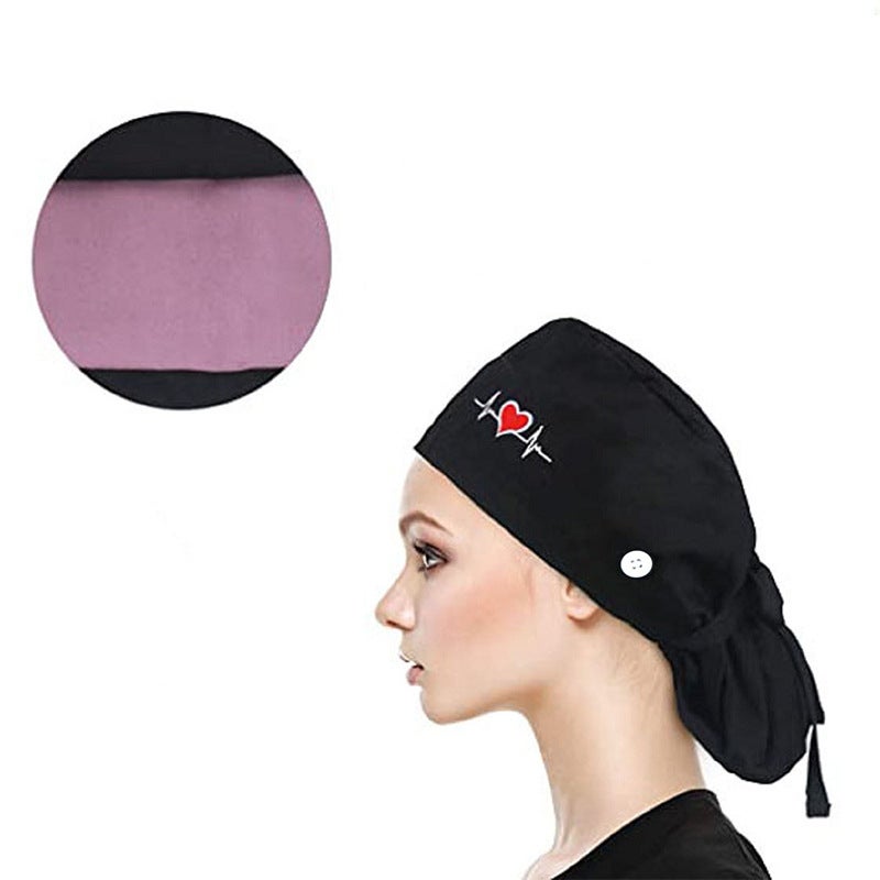 Surgical Cap Pure Cotton Printed Doctor Scrubber Hat Men'S Adjustable Breathable Nurse Hat Women'S Long Hair Hat - Image 5