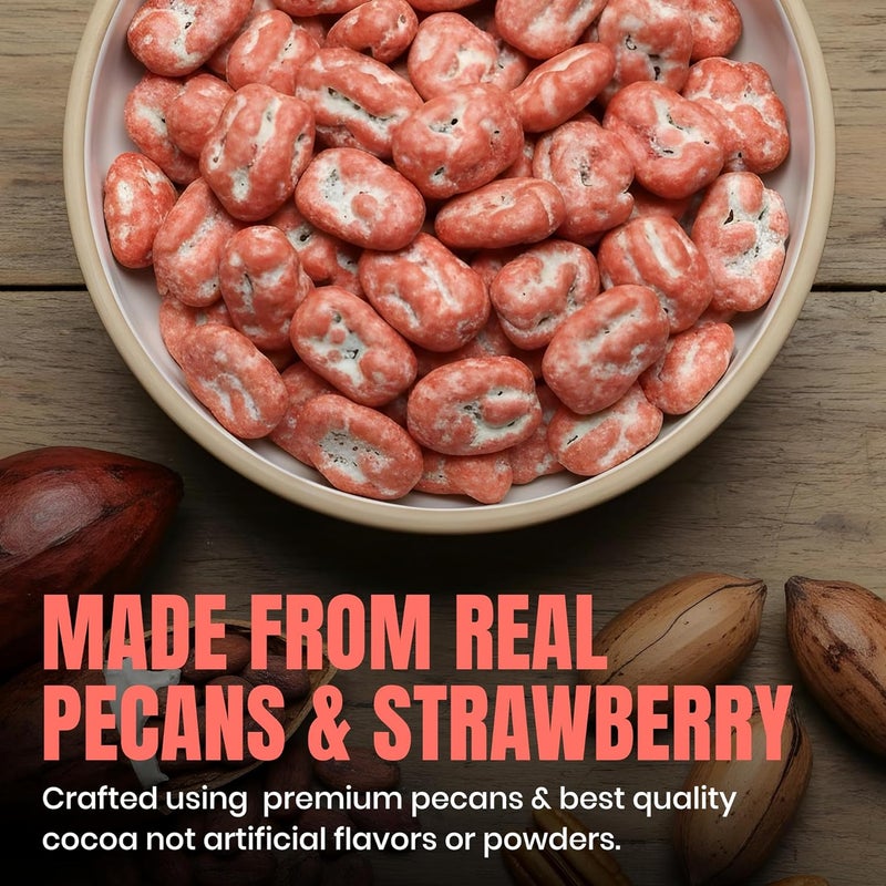 Karish Pecan Dragee Strawberry 180g Jar – Crunchy Nut Snack Coated in Strawberry Flavored Chocolate, Perfect for Gifting & Sharing - Image 2