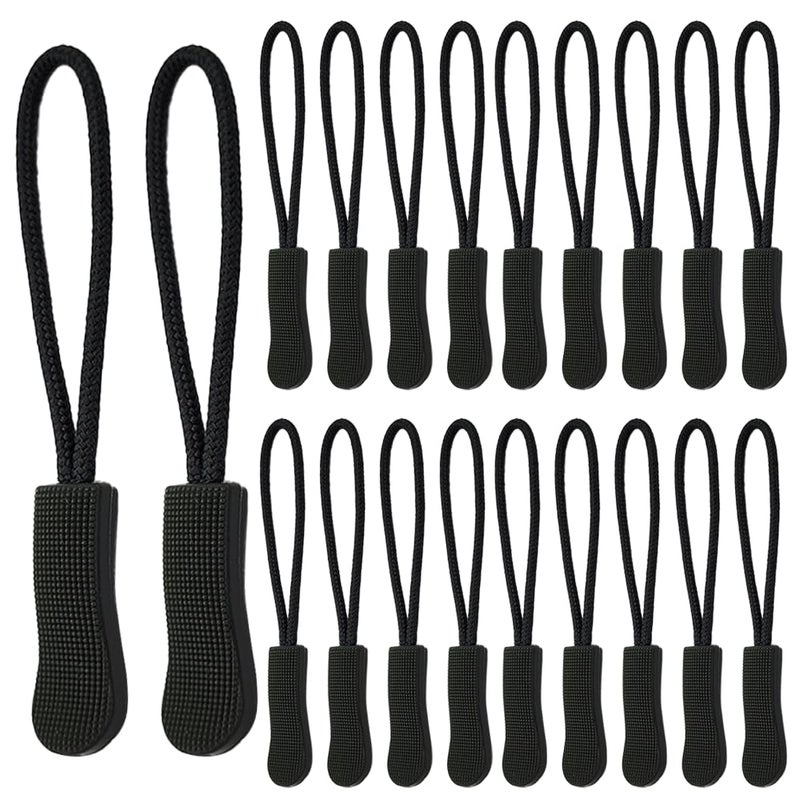 ZELHYEUU Pack of 20 Zip Pendants for Threading, Pull Aid, Non-Slip Tag for Backpacks, Jackets, Luggage, Handbags - Image 1