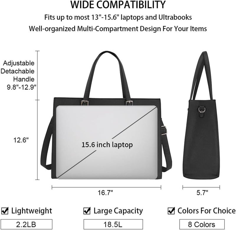 NUBILY Laptop Bag for Women Waterproof Lightweight Leather 15.6 Inch Computer Tote Bag - Image 3