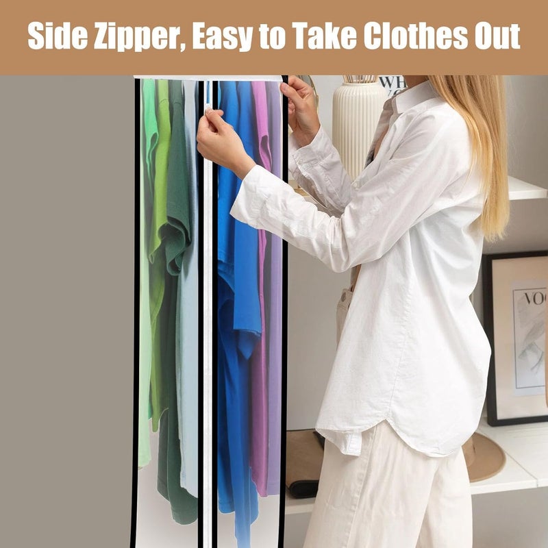 JUMBO FILTER 5 Pack 60" All Clear Garment Bags for Hanging Clothes Storage, 10" Gusseted Large Capacity Garment Rack Cover, Large Hanging Clothing Bag for Dress Gowns, Coats, Suit, Down Jacket - Image 5