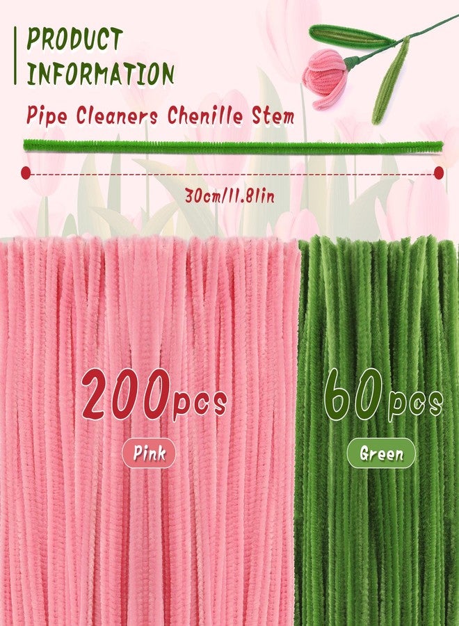 UzecPk 260 PCS Pipe Cleaners Craft Supplies, Chenille Stems Pipe Cleaner Flower Kit with Step-by-Step Video, Craft Pipe Cleaners for Flowers DIY Art Creative Crafts Party Birthday（10 Flowers） - Image 3