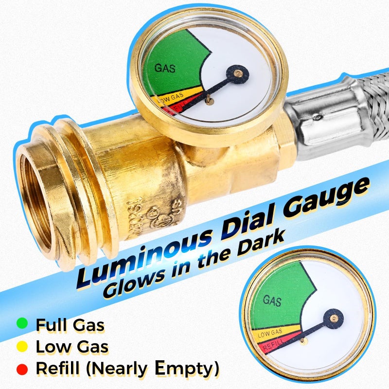 ETERMETA Dual Propane Tank Connection Kit - Two Way POL & QCC Y Splitter Hose, Braided Stainless Steel Propane Hose with Splitter to Connect 5-100lbs Cylinder Tank - Image 4