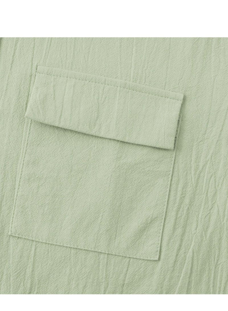 Summer new men's short-sleeved shirts men's casual shirts solid color half-sleeved tops  - Image 3