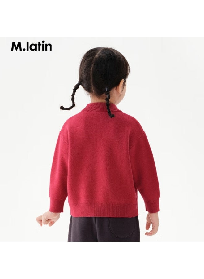 M.latin Kids Sweater 24 Winter New Boys' Toddler Half Turtleneck Sweater Bright Red 120cm - Image 1