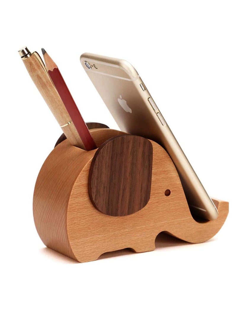 Excefore Wooden Pen Phone Stand Elephant Holder Animal Stand,Desk Decoration Wood Holder, Xmas Gifts Christmas Gift Ideas for Women and Men - Image 4