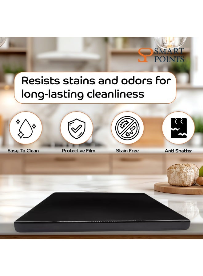"سمارت بوينتس  " لوح تقطيع أكريليك أسود بسماكة 6 مم  – قابل للاستخدام على الوجهين، غير قابل للانزلاق، خالٍ من BPA، آمن للطعام – مقاس 45×40 سم - Image 5