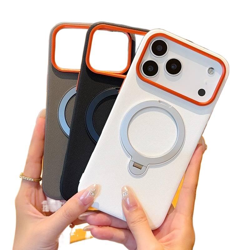 LS Leather Texture MagSafe Case for iPhone 17 / 17 Air / 17 Pro / 17 Pro Max with Drop Protection and Kickstand plus Shockproof plus Strong Magnetic plus Diamond Pattern in Black - Image 2