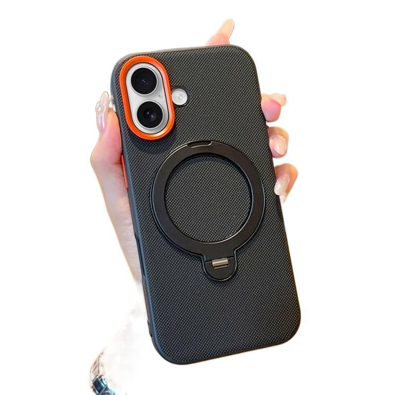 LS Leather Texture MagSafe Case for iPhone 17 / 17 Air / 17 Pro / 17 Pro Max with Drop Protection and Kickstand plus Shockproof plus Strong Magnetic plus Diamond Pattern in Black - Image 5