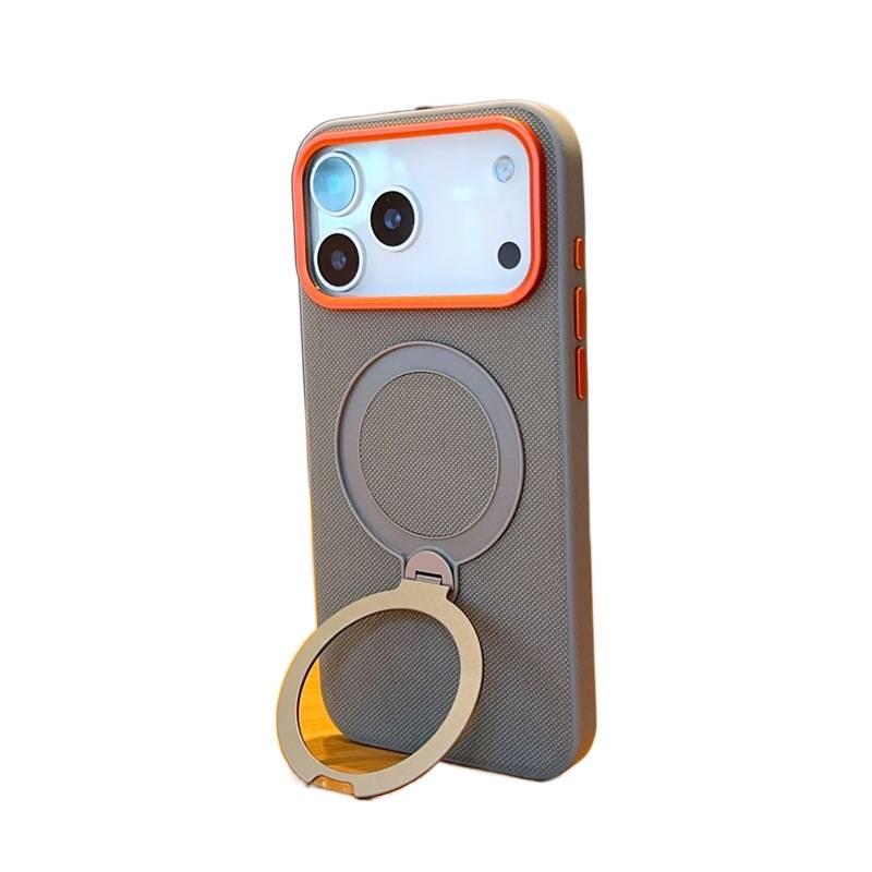 LS Leather Texture MagSafe Case for iPhone 17 / 17 Air / 17 Pro / 17 Pro Max with Drop Protection and Kickstand plus Shockproof plus Strong Magnetic plus Diamond Pattern in Black - Image 1