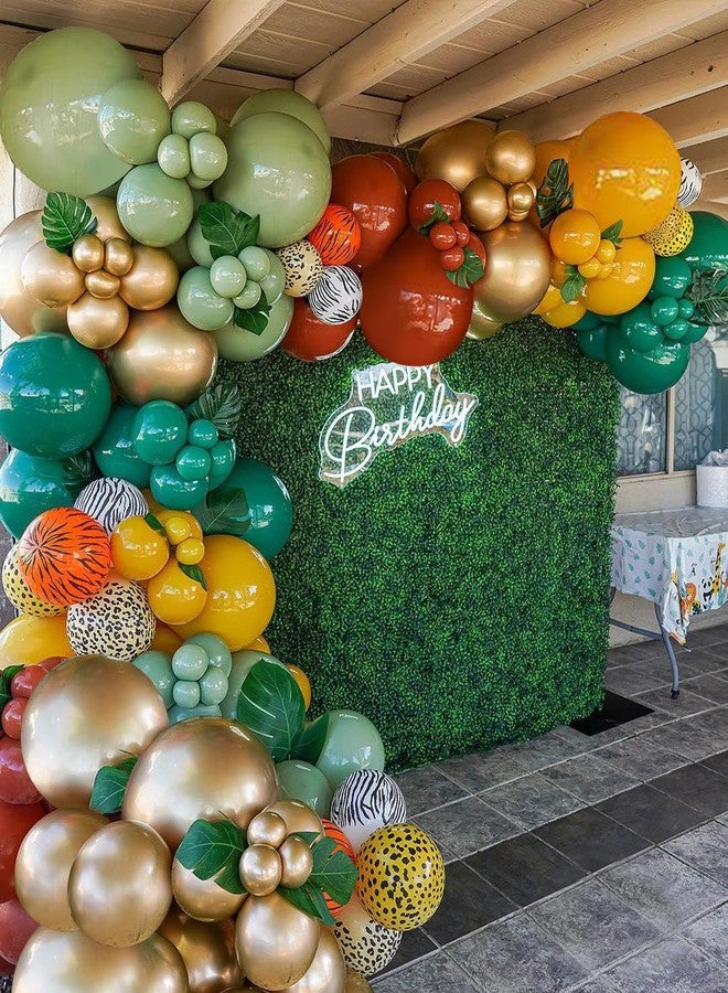 بالونار مجموعة أقواس إكليل البالونات من سفاري الغابة، 138 قطعة، مع بالونات خضراء بنية بطباعة حيوانية للأطفال والأولاد، وحفلات استقبال المولود الجديد، وحفلات أعياد الميلاد البرية (أخضر) - Image 1