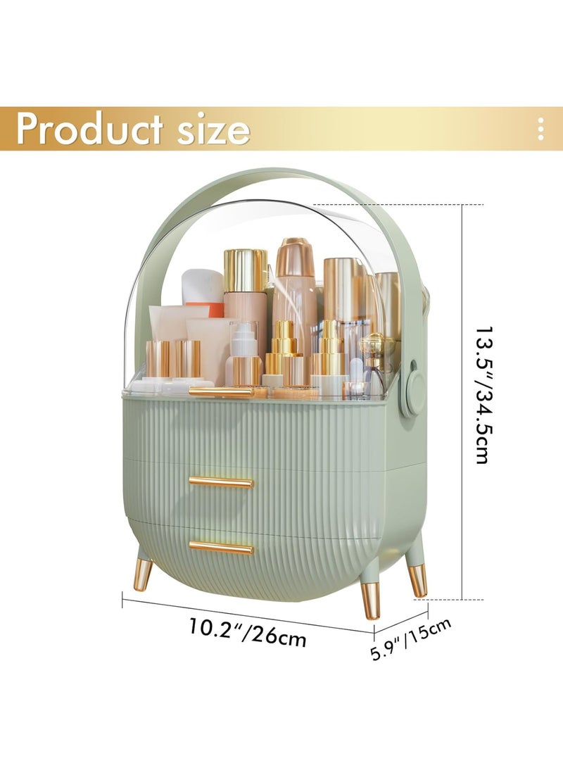 Makeup and skincare organizer - Cosmetic display cases with clear lid, skincare organizers for bathroom countertop, bedroom vanity, lipstick organizer, green - Image 3