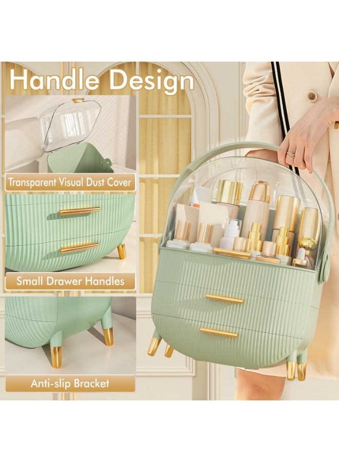 Makeup and skincare organizer - Cosmetic display cases with clear lid, skincare organizers for bathroom countertop, bedroom vanity, lipstick organizer, green - Image 5