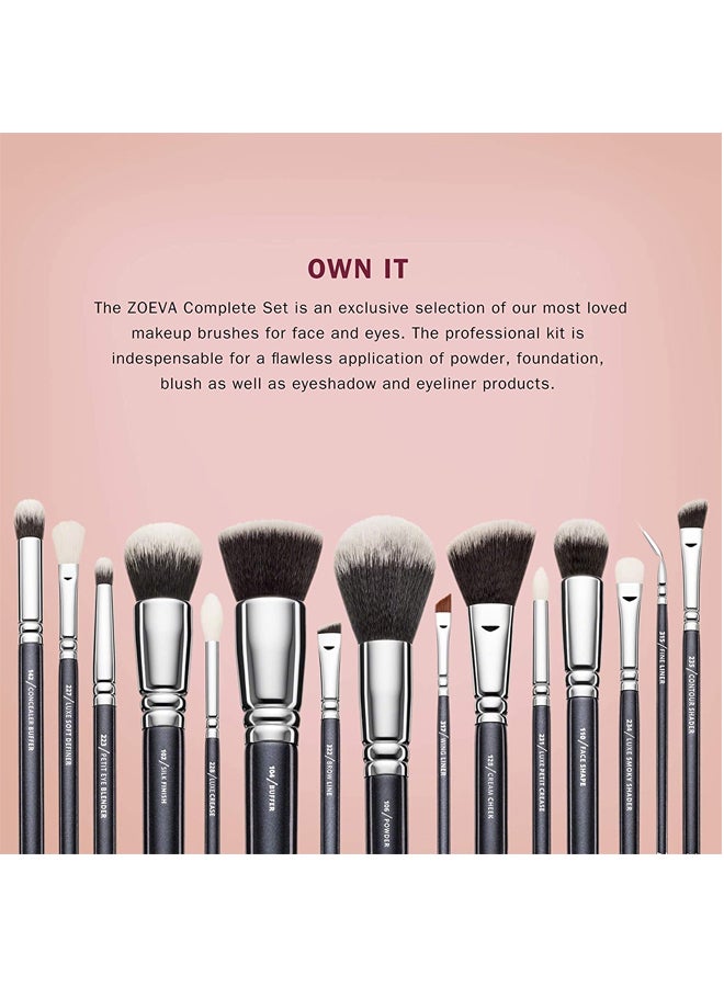 Zoeva 15 Piece Makeup Brush Set Black/Silver/Grey - Image 4