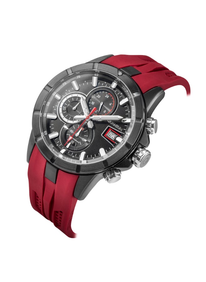 Quantum Men's Chronograph Display Watch With Red Silicone Strap - HNG893.658  - Image 3