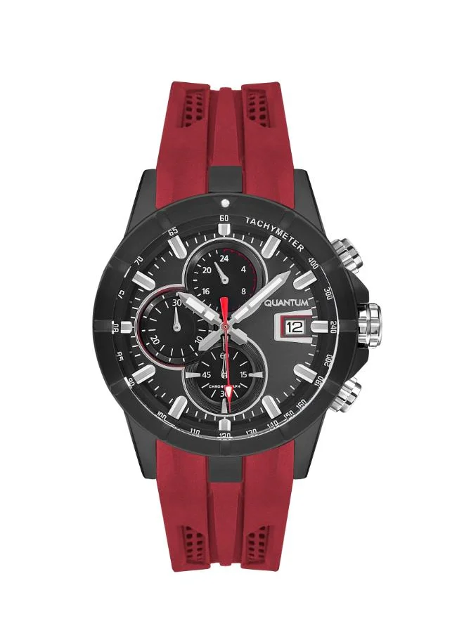 كوانتوم QUANTUM HNG893.658 Men's Chronograph Display Watch & Silicone Strap Red