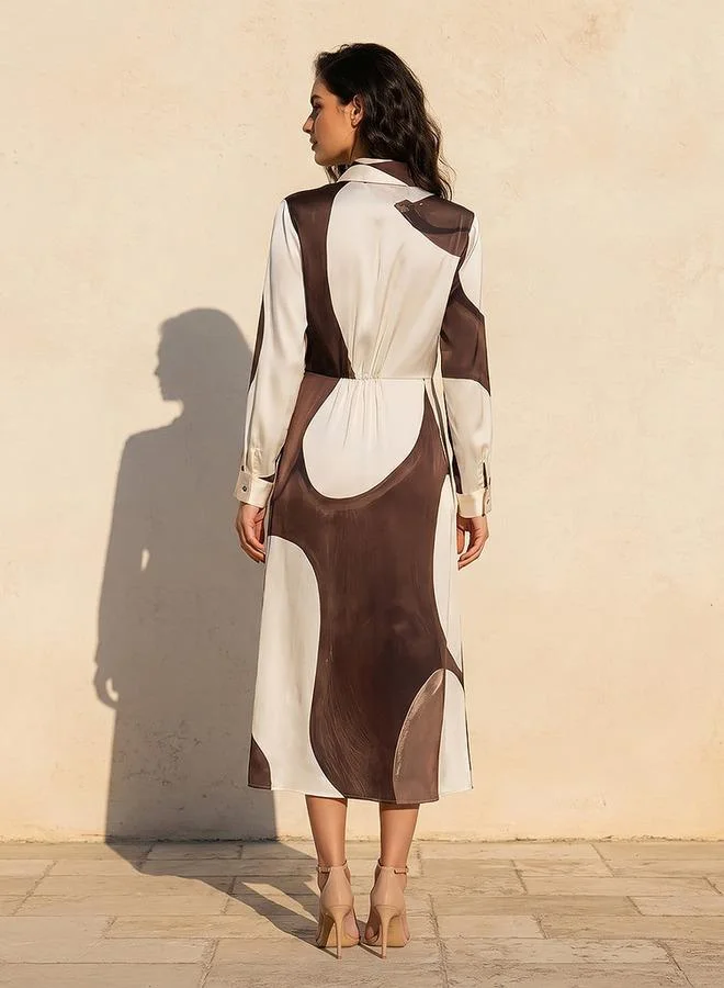 Splash FAV BROWN Printed Women Wrap Shirt Dress with Tie-Ups for Women | Best Price UAE