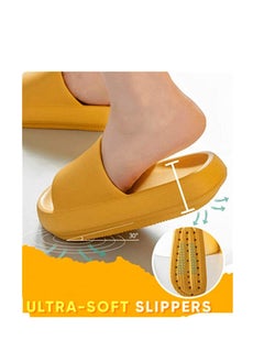 SYOSI Pillow Slides Slippers, Massage Foam Bathroom Slippers, Non-Slip Thick Sole Slippers, Technology Soft Home Slippers for Women and Men Women 7.5-8.5/ Men 7-7.5 (Yellow)  - Image 3