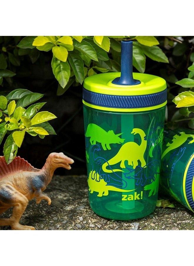 Zak Designs مجموعة أكواب Kelso سعة 15 أونصة (Dino Camo) بغطاء لولبي مانع للتسرب وخالي من مادة BPA مع شفاطة مصنوعة من البلاستيك المتين والسيليكون، مجموعة أكواب أطفال مثالية للأطفال (مجموعة مكونة من قطعتين)  - Image 4