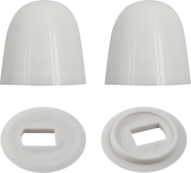 PDETVEO 2PCS 1.5 Inch Plastic Toilet Bolt Caps, Universal Round Push-On Toilet Bowl Caps with Extra Washers, White - Image 1