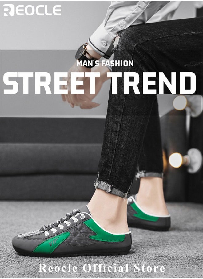 REOCLE - Men's Mules Shoes Slip on Sneakers Knit Flats Platform Lightweight Breathable Non-Slip Walking Shoes Backless Shoes for Outdoor Activities & Beach Vacations - Image 1