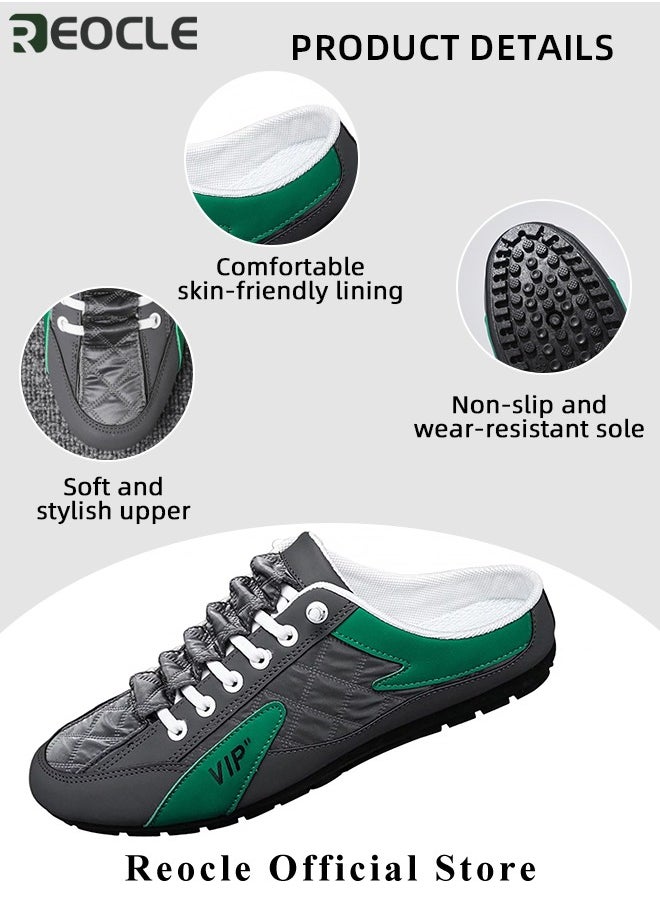 REOCLE - Men's Mules Shoes Slip on Sneakers Knit Flats Platform Lightweight Breathable Non-Slip Walking Shoes Backless Shoes for Outdoor Activities & Beach Vacations - Image 1
