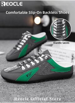 REOCLE Men's Mules Shoes Slip on Sneakers Knit Flats Platform Lightweight Breathable Non-Slip Walking Shoes Backless Shoes for Outdoor Activities & Beach Vacations  - Image 3