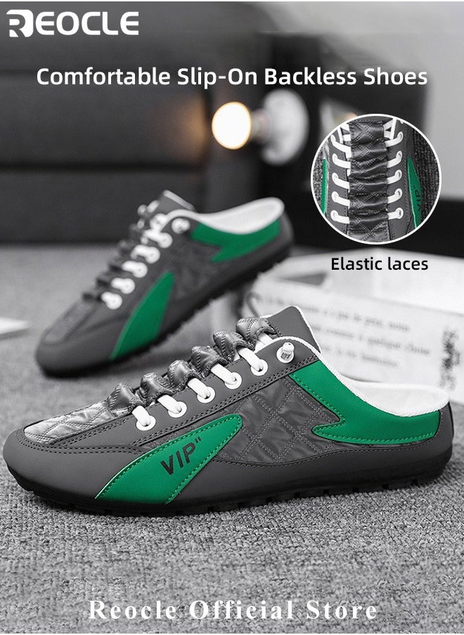 REOCLE - Men's Mules Shoes Slip on Sneakers Knit Flats Platform Lightweight Breathable Non-Slip Walking Shoes Backless Shoes for Outdoor Activities & Beach Vacations - Image 1