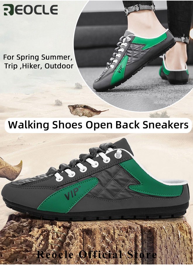REOCLE - Men's Mules Shoes Slip on Sneakers Knit Flats Platform Lightweight Breathable Non-Slip Walking Shoes Backless Shoes for Outdoor Activities & Beach Vacations - Image 1
