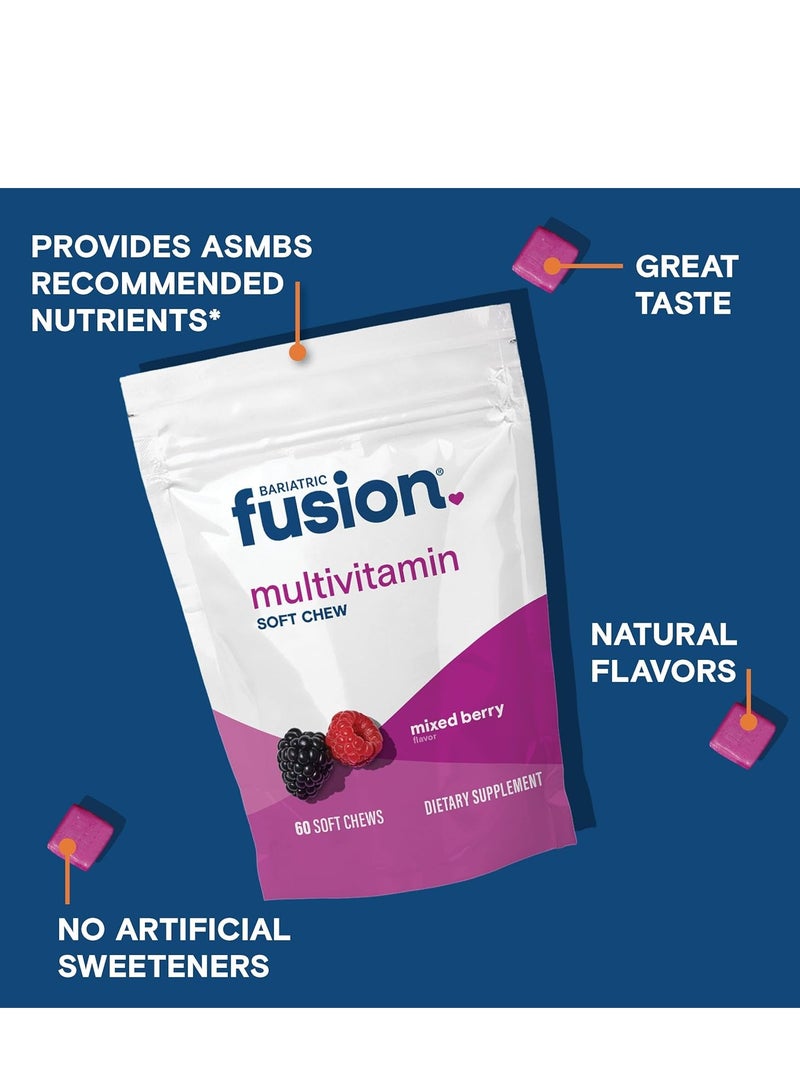 Bariatric Fusion فيتامينات متعددة قابلة للمضغ للمرضى الذين خضعوا لجراحة السمنة | نكهة التوت المختلط | فيتامينات متعددة قابلة للمضغ بعد جراحة السمنة | تحويل مسار المعدة والتكميم | خالية من السكر | 60 حبة | إمداد لمدة شهر واحد - Image 3