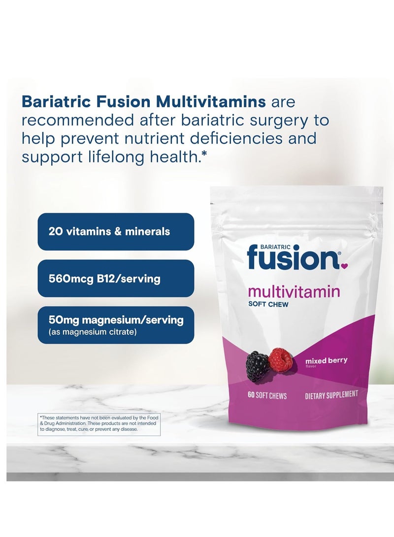 Bariatric Fusion فيتامينات متعددة قابلة للمضغ للمرضى الذين خضعوا لجراحة السمنة | نكهة التوت المختلط | فيتامينات متعددة قابلة للمضغ بعد جراحة السمنة | تحويل مسار المعدة والتكميم | خالية من السكر | 60 حبة | إمداد لمدة شهر واحد - Image 5
