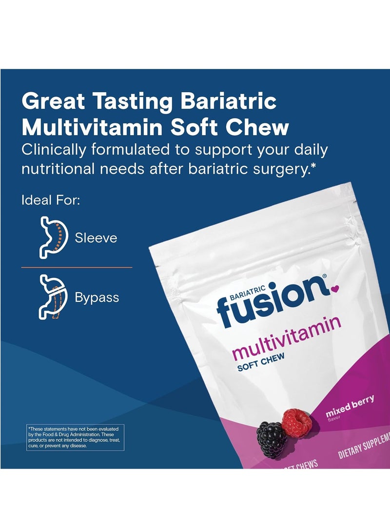 Bariatric Fusion فيتامينات متعددة قابلة للمضغ للمرضى الذين خضعوا لجراحة السمنة | نكهة التوت المختلط | فيتامينات متعددة قابلة للمضغ بعد جراحة السمنة | تحويل مسار المعدة والتكميم | خالية من السكر | 60 حبة | إمداد لمدة شهر واحد - Image 2