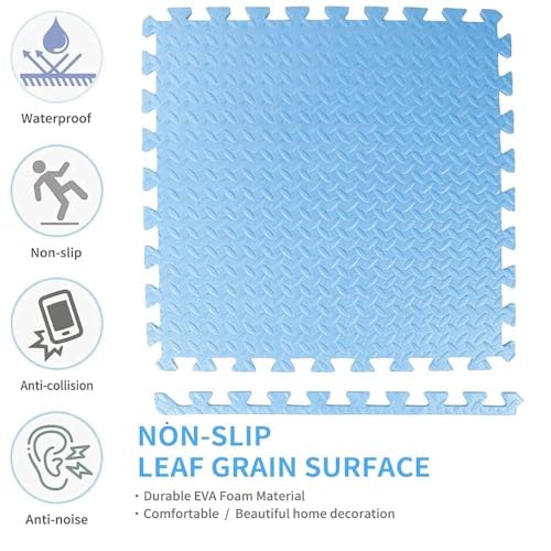 SIGNATRON 12mm Thick Exercise Mat Tiles, Gym Floor Mat Rubber, Interlocking Foam, for Gymnastics, Exercise, Play Areas, Home Gyms, Dance Studios, Yoga Rooms (Blue - Black, 8Pcs) - Image 4
