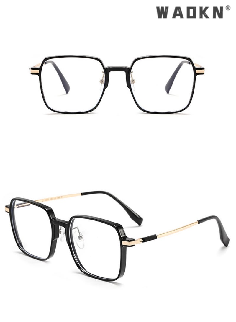 WAOKN Blue Light Blocking Glasses - Computer Game Glasses Retro Square Eyeglasses Frame for Women Men, Anti Eye Eyestrain UV 400 Protection Reading Gaming Glasses Non Prescription - Image 3