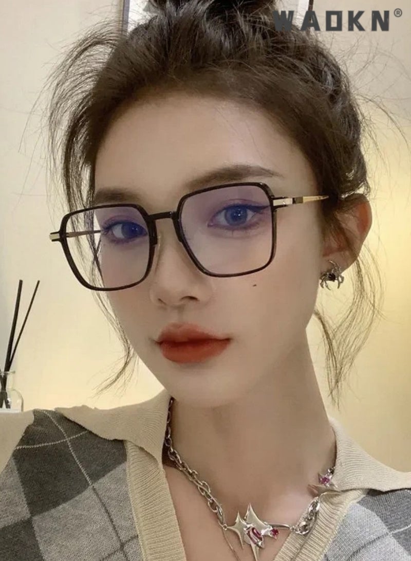 WAOKN Blue Light Blocking Glasses - Computer Game Glasses Retro Square Eyeglasses Frame for Women Men, Anti Eye Eyestrain UV 400 Protection Reading Gaming Glasses Non Prescription - Image 2