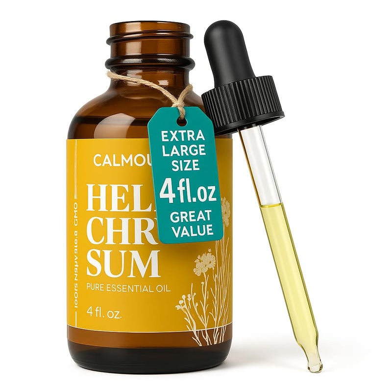 Helichrysum Essential Oil 4 oz 118 ml 100 Natural Non GMO Helichrysum Oil for Skin Aromatherapy Better Sleep by Calmoura