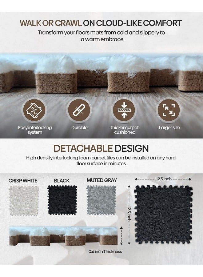 18PCS Interlocking Foam Mats Plush Foam Floor Mat Soft Climbing Area Rugs for Home Playroom Decor Thick Interlocking Fluffy Tiles with Border Square Rug for Room Floor EVA Foam Area Rug for Living Room & Bedroom,Kids Non-Slip Protective Floor Carpet Play Mat Kids Baby Dorm Home Decor - Image 2