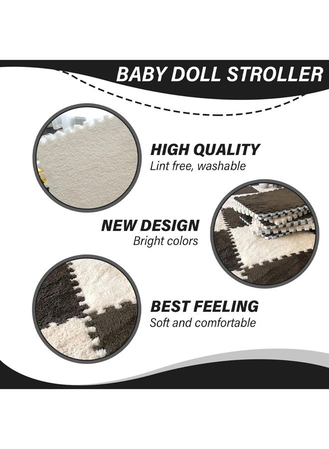 18PCS Interlocking Foam Mats Plush Foam Floor Mat Soft Climbing Area Rugs for Home Playroom Decor Thick Interlocking Fluffy Tiles with Border Square Rug for Room Floor EVA Foam Area Rug for Living Room & Bedroom,Kids Non-Slip Protective Floor Carpet Play Mat Kids Baby Dorm Home Decor - Image 3