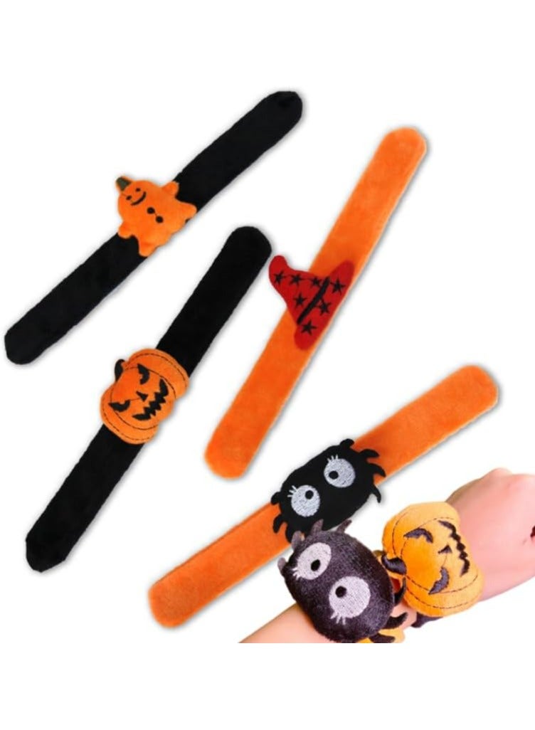 JOLLITY LLC Slap Bracelets Funny Pumpkin Spider Plush Party Bands and Decor Kid Fun Favors (4 pcs) - Image 1