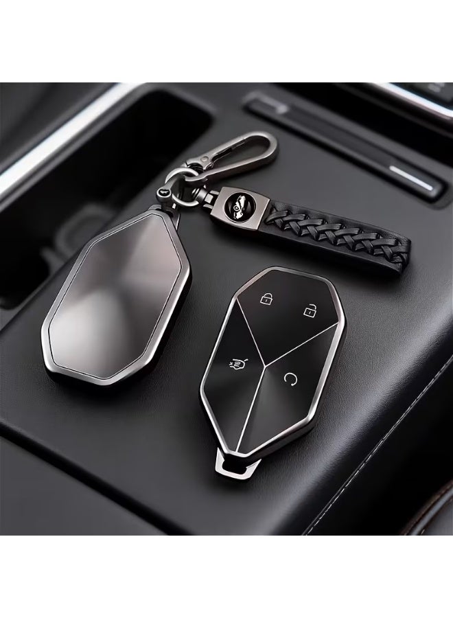 منطقة الخدمة غطاء حافظة مفتاح سيارة مع ميدالية مفاتيح متوافق مع BYD Leopard 5/BAO5, Leopard 8/BAO8, Titanium 3/Titanium 7 - Image 1
