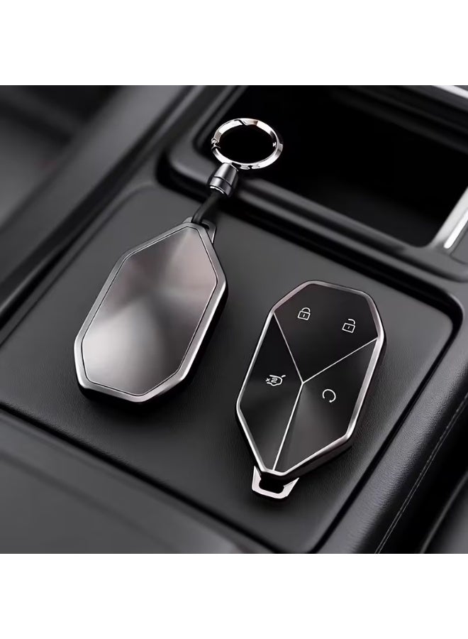 منطقة الخدمة غطاء حافظة مفتاح سيارة مع ميدالية مفاتيح متوافق مع BYD Leopard 5/BAO5, Leopard 8/BAO8, Titanium 3/Titanium 7 - Image 3