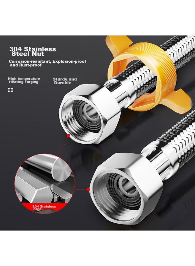 Larsd 304 Stainless Steel Inlet Hose, 150cm Toilet Inlet Pipe, Hot Water Heater Cold And Hot Universal Water Pipe, Bh615 - Image 3