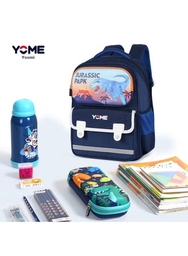 Yome Schoolbag For Primary School Students Grades 1-4, Children's Backpack For Boys, Pressure-reducing Spine-protecting Ultra-light Backpack, Jurassic Navy Blue - Image 4