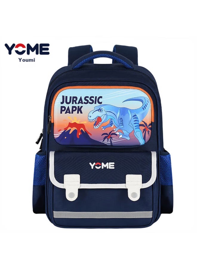 Yome Schoolbag For Primary School Students Grades 1-4, Children's Backpack For Boys, Pressure-reducing Spine-protecting Ultra-light Backpack, Jurassic Navy Blue - Image 1