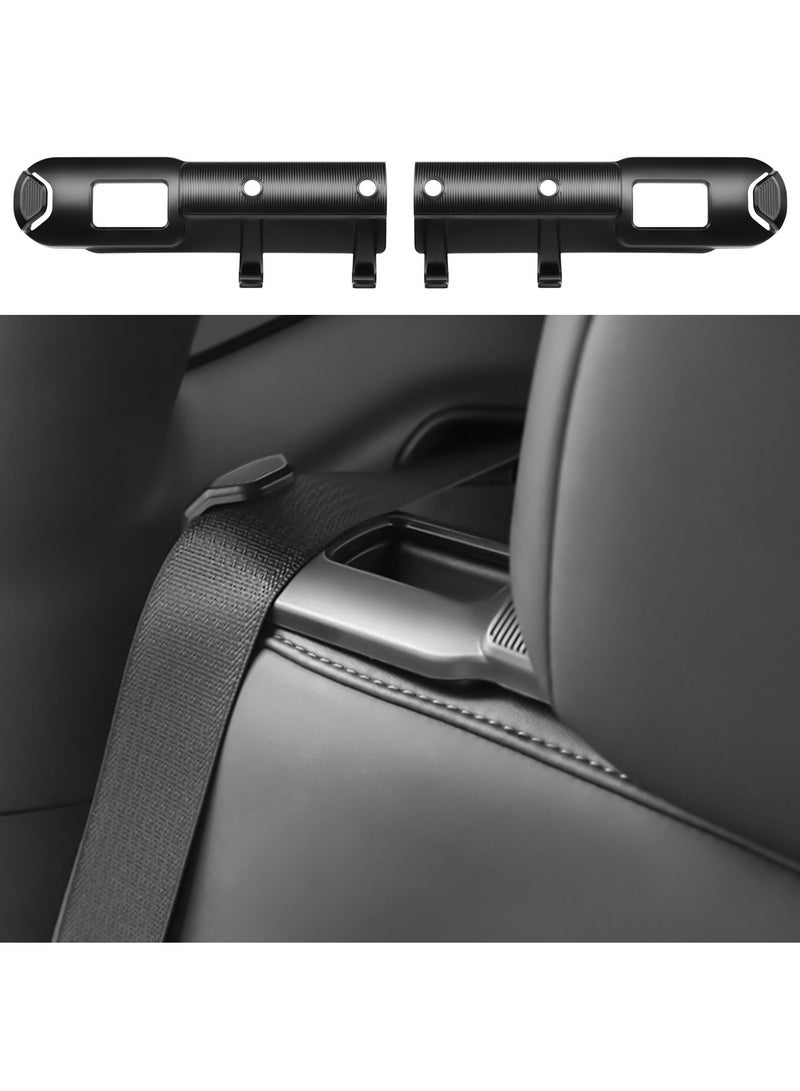 KASTWAVE Tesla Model Y Backseat Seatbelt Guide Holder with Headrest Hooks Compatible with Tesla Model Y 2024 2023 2022 2021 (Black) - 2 Pack - Image 1