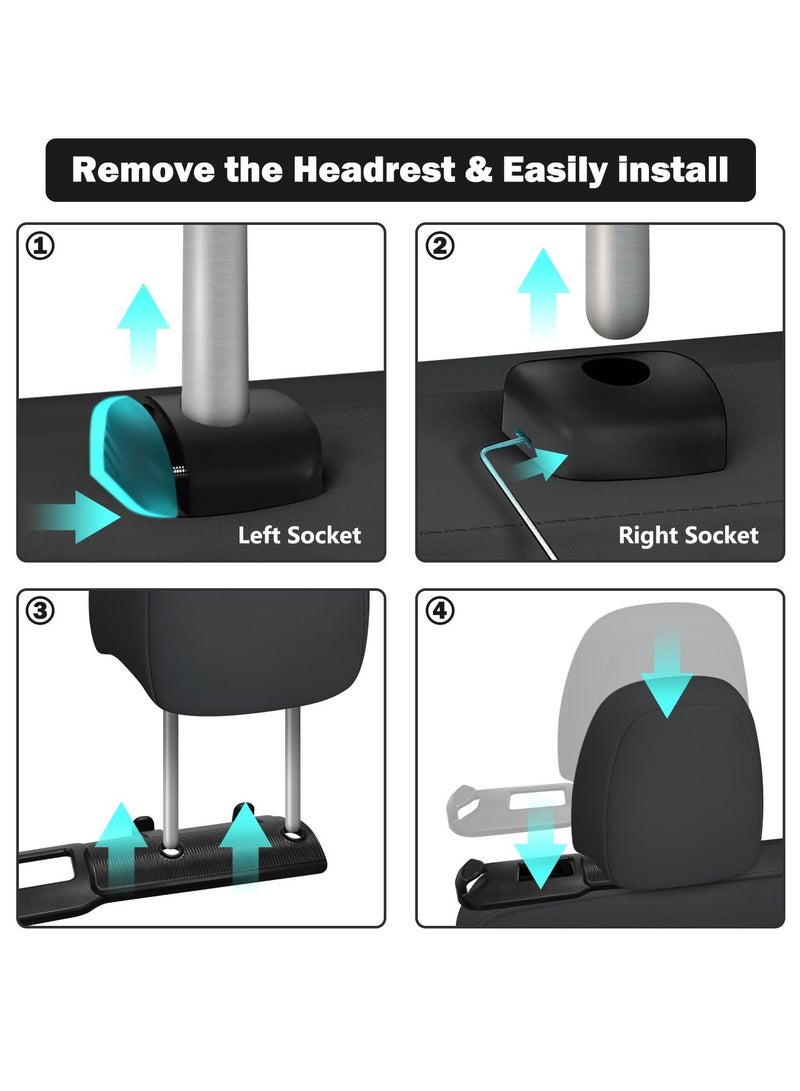 KASTWAVE Tesla Model Y Backseat Seatbelt Guide Holder with Headrest Hooks Compatible with Tesla Model Y 2024 2023 2022 2021 (Black) - 2 Pack - Image 3