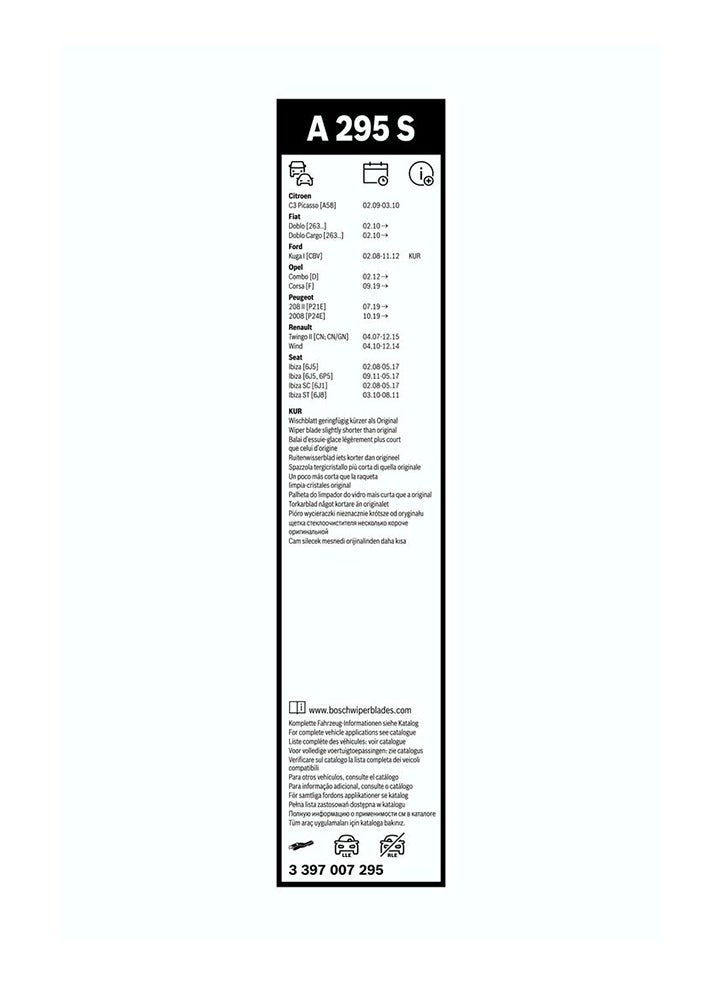 BOSCH - A 295 S Wiper Blade Set Aerotwin 24-16 Inches - Image 1
