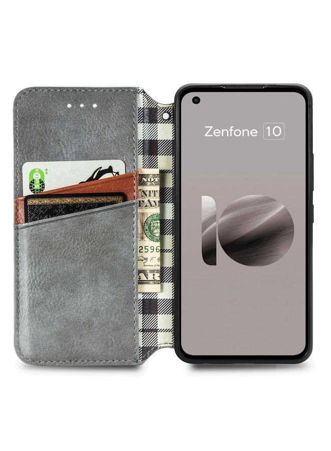 Zaboon Case For ASUS Zenfone 10 Cubic Grid Pressed Magnetic Leather Phone Case - Image 3